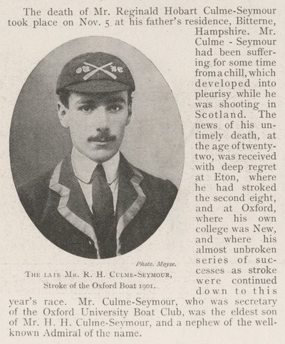 Edesmennyt herra RH Culme-Seymour, Oxford-veneen aivohalvaus 1901 tekijältä English Photographer