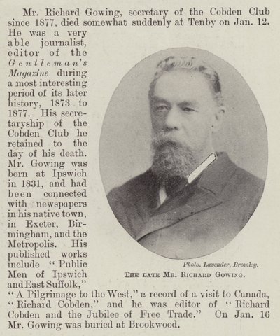 Edesmennyt herra Richard Gowing tekijältä English Photographer