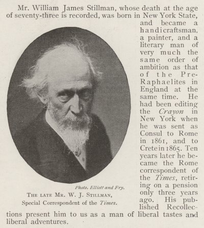 Edesmennyt herra W J Stillman, Timesin erikoiskirjeenvaihtaja tekijältä English Photographer