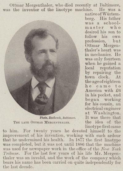 Edesmennyt Ottmar Mergenthaler tekijältä English Photographer