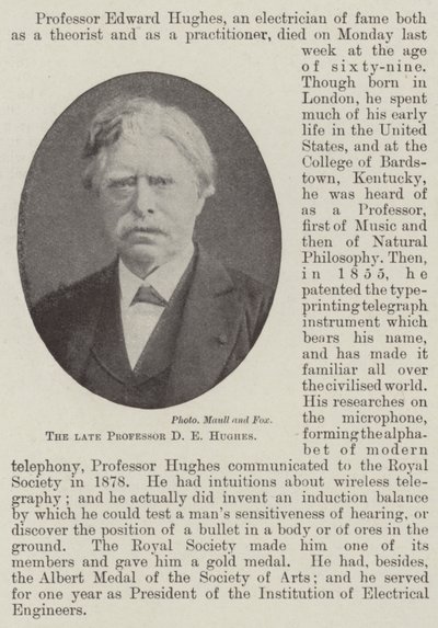Edesmennyt professori D E Hughes tekijältä English Photographer