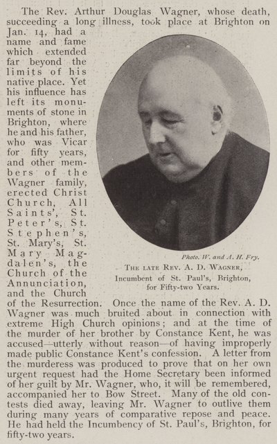Edesmennyt pastori A D Wagner, St Paulsin virkamies, Brighton, viisikymmentäkaksi vuotta tekijältä English Photographer