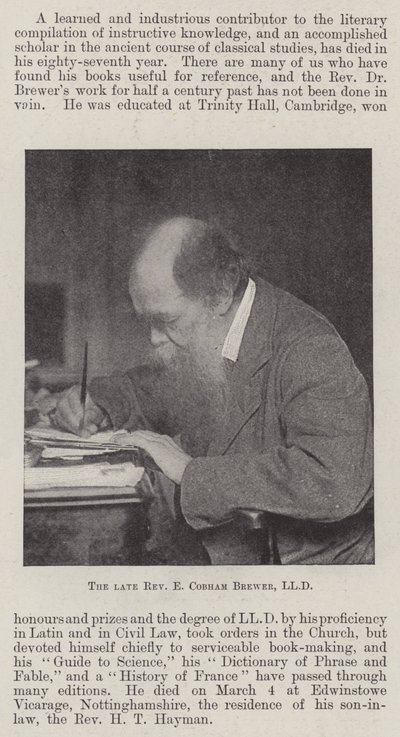 Edesmennyt pastori E Cobham Brewer, LLD tekijältä English Photographer