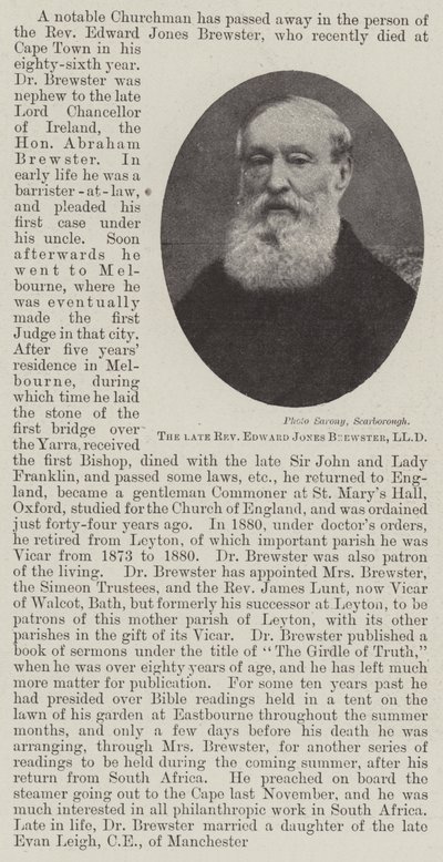 Edesmennyt pastori Edward Jones Brewster, LLD tekijältä English Photographer
