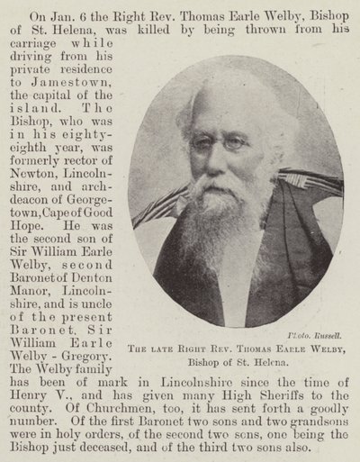 Edesmennyt oikea pastori Thomas Earle Welby, Pyhän Helenan piispa tekijältä English Photographer