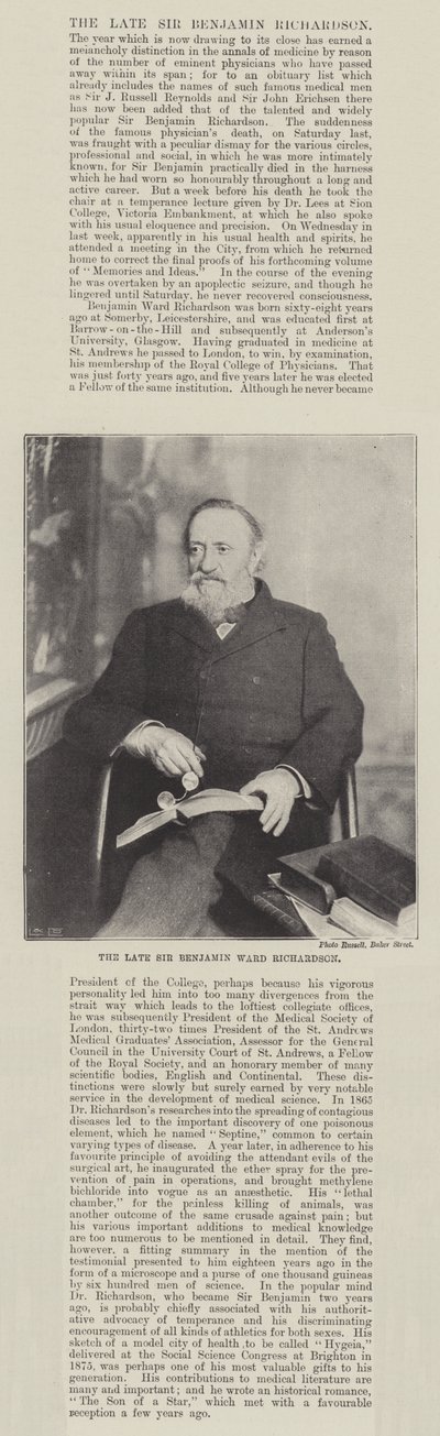 Edesmennyt Sir Benjamin Ward Richardson tekijältä English Photographer