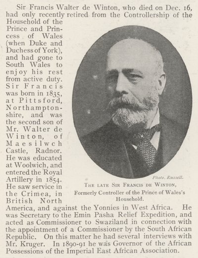 Edesmennyt Sir Francis de Winton, Walesin prinssin kotitalouden entinen valvoja tekijältä English Photographer