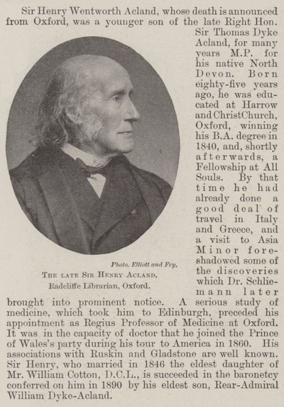 Edesmennyt Sir Henry Acland, Radcliffe-kirjastonhoitaja, Oxford tekijältä English Photographer