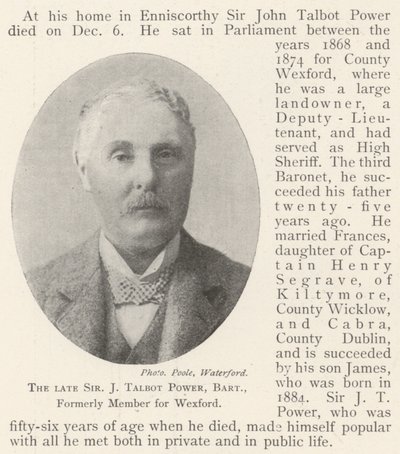 Edesmennyt Sir J Talbot Power, Baronet, entinen Wexfordin jäsen tekijältä English Photographer