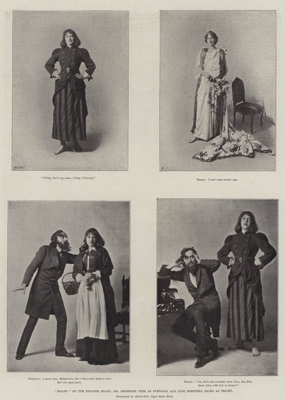 Trilby englantilaisella lavalla, herra Beerbohm Tree Svengalina ja neiti Dorothea Baird Trilbynä tekijältä English Photographer