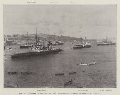 Saksan keisarin vierailu Maltalle, Hohenzollern saapuu satamaan, 15. marraskuuta 1898 tekijältä English Photographer