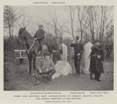 Missä neljä maata kohtaavat, Saksan, Belgian, Hollannin ja rajalla olevan neutraalin alueen edustajat tekijältä English Photographer