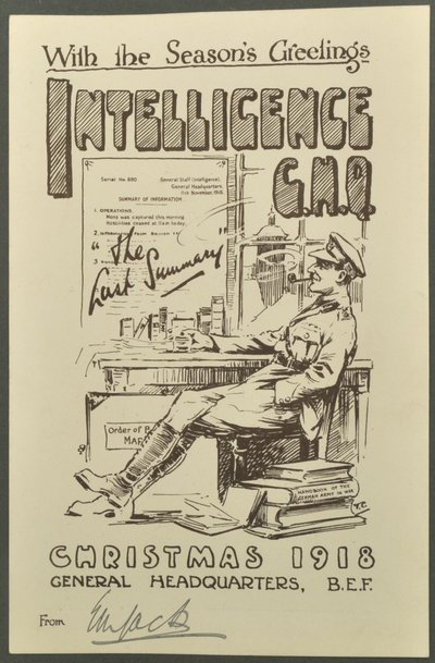With the Seasons Greetings, Intelligence G.H.Q., Joulu 1918, E. M. Jack, 1918 tekijältä English Photographer