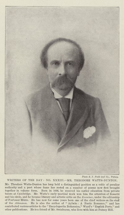 Päivän kirjoittajat, herra Theodore Watts-Dunton tekijältä English Photographer