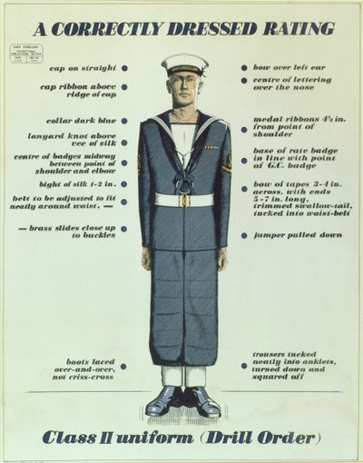 Oikein pukeutunut luokitus, luokan II univormu (Drill Order), 1957 tekijältä English School