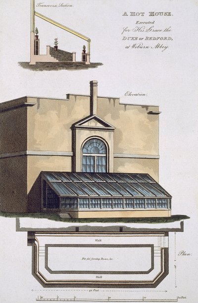 Hot House teloitettiin hänen Grace the Duke of Bedfordilleen Woburn Abbeyssa, 1806 tekijältä English School