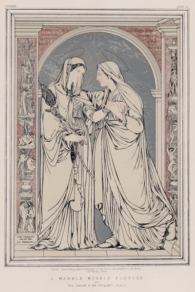 Marmorimosaiikkikuva, Baron H de Triqueti, Pariisi (chromolitho) tekijältä English School