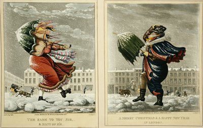 Hyvää joulua ja onnellista uutta vuotta Lontoossa: Ja samoin sinulle, Sir, ja monet Em, kaiverrus G. Hunt, 1827 tekijältä English School
