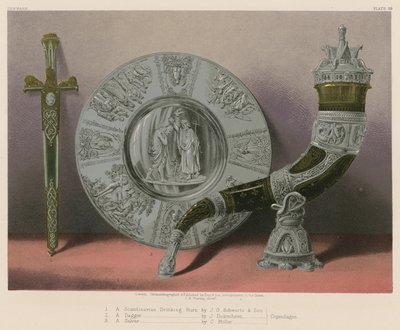 Skandinaavinen juomatorvi J G Schwartz ja Son, Tikari J Didrichsen, Salver, C Moller, Kööpenhamina tekijältä English School