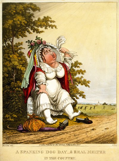 A Spanking Dog Day & Real Sulter in the Country, kaiverrus George Hunt, julkaisija Thomas McLean, Lontoo, 1827 tekijältä English School