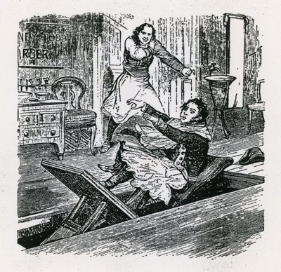 Helminauha tai Fleet Streetin ystävä (1847), Britannia, Hoxton. Sweeney Todd tekijältä English School