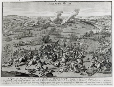 Näkymä ja esitys Hochstedin taistelusta 13. elokuuta 1704. tekijältä English School