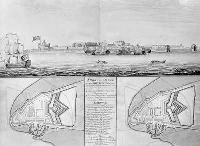 Näkymä Hänen Majesteetin telakalle Sheernessissä, 1698 tekijältä English School