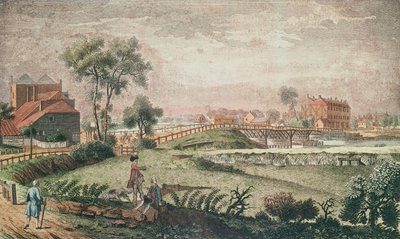 Länsinäkymä Chelsea Bridgestä, 1761 (värikaiverrus) tekijältä English School