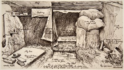 Asunto mutakartanoissa, Parade, Ranska: brittiläiset upseerit kaivettiin ulos, hänen omasta luonnoksestaan, The Illustrated War Newsista tekijältä English School