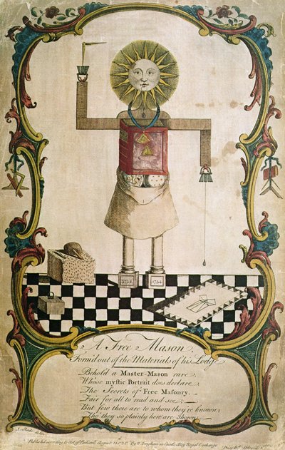 Vapaamuurari, joka on taottu loosinsa työkaluilla, 1754 tekijältä English School
