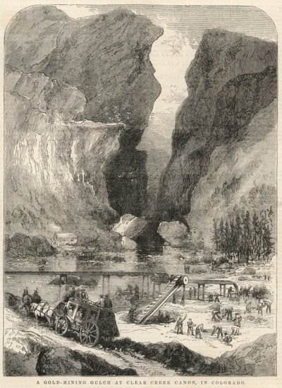 Kultaa louhiva gulch Clear Creek Canyonissa Coloradossa tekijältä English School
