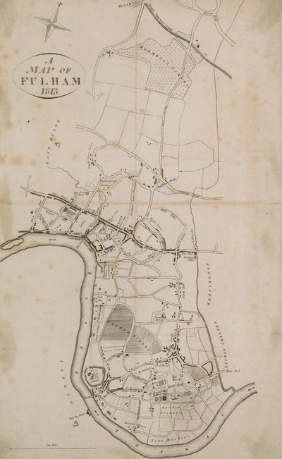 Kartta Fulhamista, Lontoosta, 1813 tekijältä English School