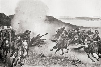 Laivastoprikaatin kuori hajottaa buurit Seven Sisters Kojesin takaa 7. maaliskuuta tapahtuneen toiminnan aikana tekijältä English School