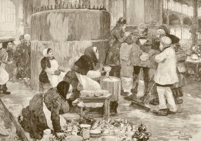 Keittokeittiö Pariisissa 1800-luvulla (litho) tekijältä English School