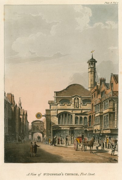 Näkymä St Dunstansin kirkolle, Fleet Street, Lontoo tekijältä English School