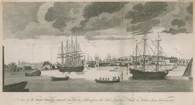 Näkymä Thames-joelta kohti Lontoota, otettu Lord Ligoniers Headista Fishers Lane, Greenwich tekijältä English School