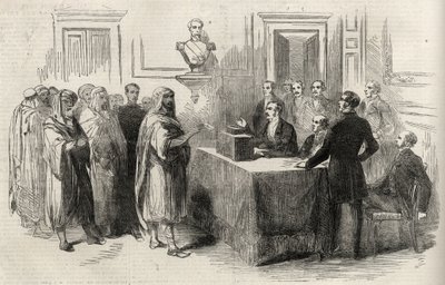 Abd-El-Kader äänestää Ranskan valtakunnan puolesta - Kuvitus The Illustrated London Newsille, 4. joulukuuta 1852. tekijältä English School