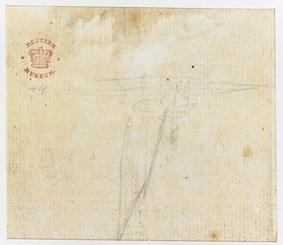 Lisätä. 15508, f.44v, Luonnos, piirustuksista intialaisella musteella, havainnollistaa kapteeni Cookin ensimmäistä matkaa tekijältä English School