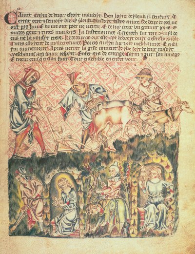 Lisää 47682 f.6 Kain ja hänen jälkeläiset "Holkham Biblesta", n.1320-30 (vellum) tekijältä English School