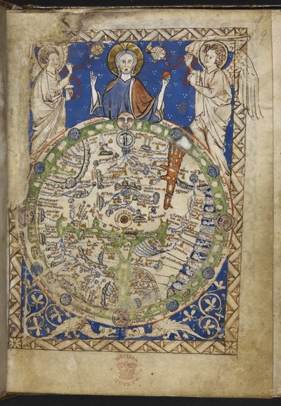 Lisää MS 28681 f.9 Psalter, lisälauluja ja rukouksia sekä keskiaikainen maailmankartta (