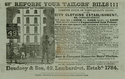 Mainos Doudney & Sonista, City vaatetusalan yritys, 49 Lombard Street, Lontoo tekijältä English School