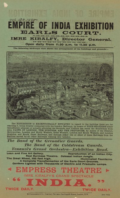Mainos Empire of India -näyttelystä, Earls Court tekijältä English School