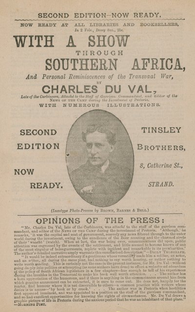 Charles Du Valin mainos esittelyllä Etelä-Afrikan läpi tekijältä English School