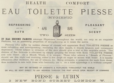 Mainos, Eau Toilette Piesse tekijältä English School