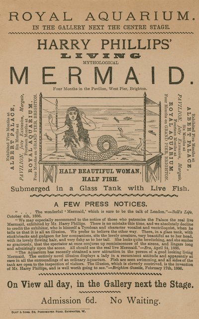 Mainos Harry Phillips Living Mythological Mermaid tekijältä English School