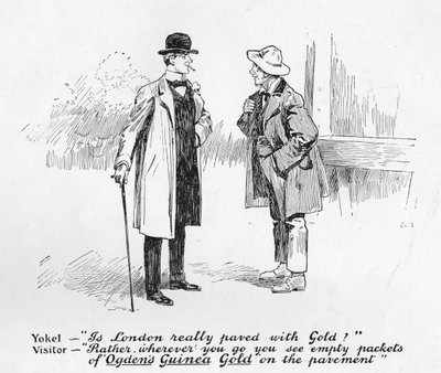 Mainos Ogdens Guinea Gold -savukkeista, The Graphic, 19. heinäkuuta 1902 tekijältä English School