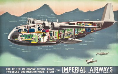 Mainosjuliste Imperial Airwaysin "Flying Boats" -lentoveneille, 1937 tekijältä English School