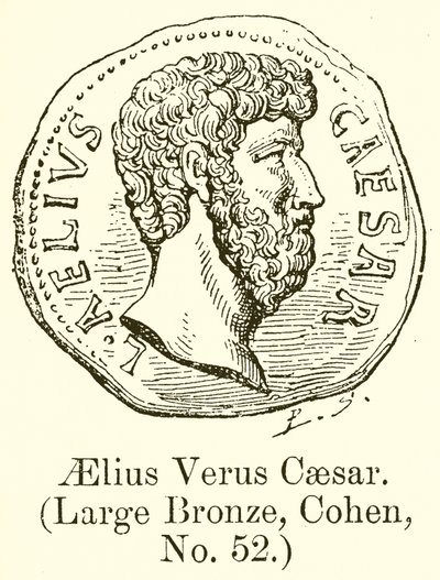Aelius Verus Caesar. (Suuri pronssi, Cohen, nro 52) (kaiverrus) (kaiverrus) tekijältä English School