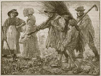 Maataloustyöläiset ensimmäisen uudistusparlamentin aikaan, kuvitus Cassells Illustrated History of Englandista (seepiakuva) tekijältä English School