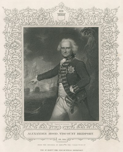 Alexander Hood, 1. varakreivi Bridport, kuvitus teoksesta Englannin taistelut merellä ja maalla, Liut. Eversti Williams, n. 1890 tekijältä English School
